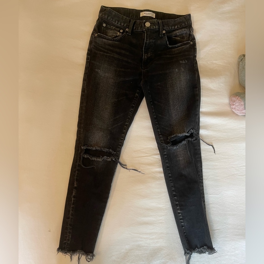 Moussy vintage black distressed denim